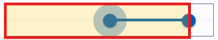 The same range slider after clicking a thumb, showing the associated input resized to cover only the available drag range